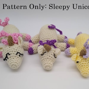 Pattern Only. Sleepy Unicorn Crochet pattern PDF in American crochet terms. image 1