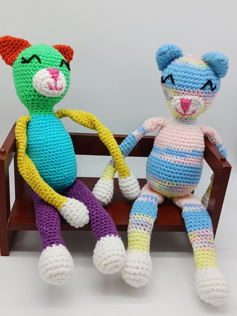 Pattern Only. Amigurumi Cat Crochet Pattern PDF, colorful cat pattern PDF, Cute cat crochet pattern image 5