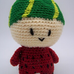 Watermelon Boy Doll, plush doll with watermelon hat, soft doll, baby-safe toy, baby shower gift