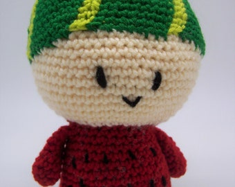 Watermelon Boy Doll, plush doll with watermelon hat, soft doll, baby-safe toy, baby shower gift