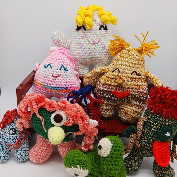 Small plush monster toys, colorful, crazy hair monsters, soft monster plush