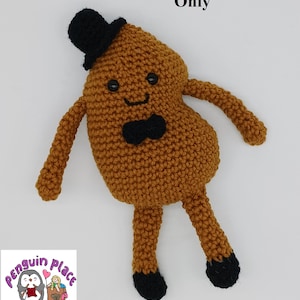 Pattern Only. Mr. Nugget doll - cute nugget with top hat and bow tie. Bonus Santa hat. Crochet pattern PDF in American crochet terms.