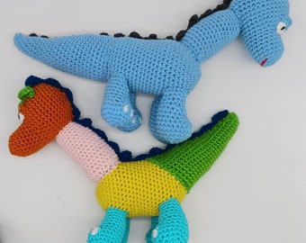 Dinosaur plush, soft dinosaur toy, handmade crocheted dino, one of a kind, kid-designed toy!