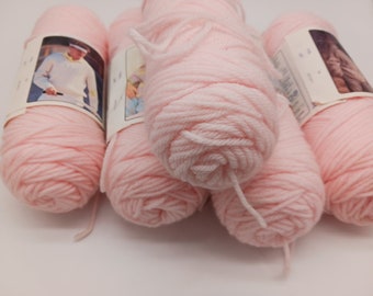 Pingouin Le Yarn 2 light pink yarn, five skeins acrylic/wool blend