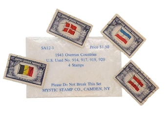 WWII "Überrannte Länder" 1943 US Stamp Set | Mystisch SA12-1 | Österreich Belgien...