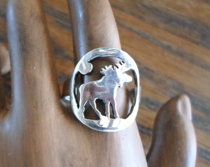 moose ring .Hand pierced original,made from U.S.real silver coins by mountainman