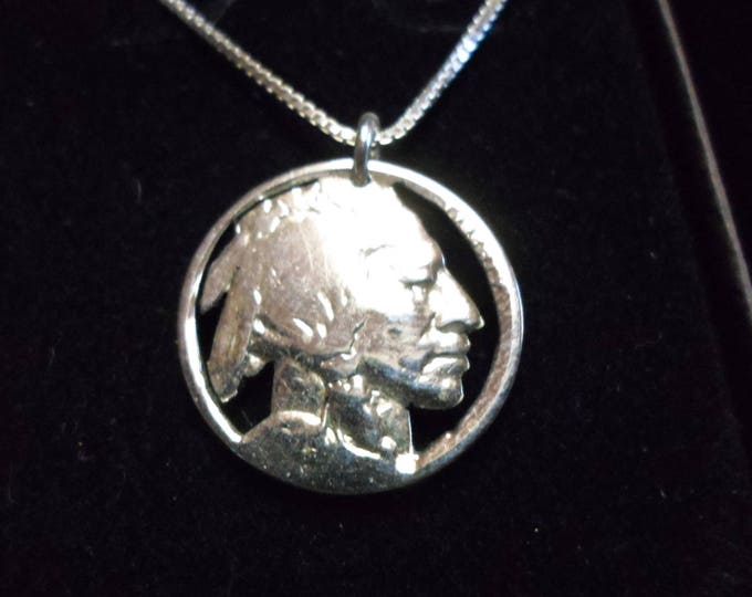 Indian head nickle necklace w/sterling silver chain