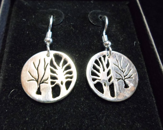 Reflection tree of life earrings dime size