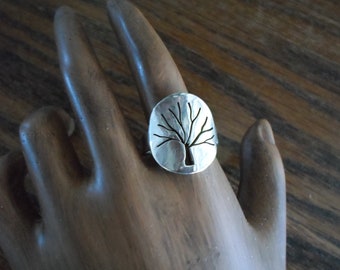 Tree of Life ring dime size solid back