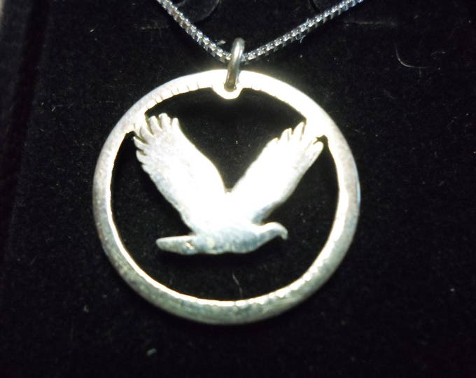 Flying eagle quarter w/sterling silver chain