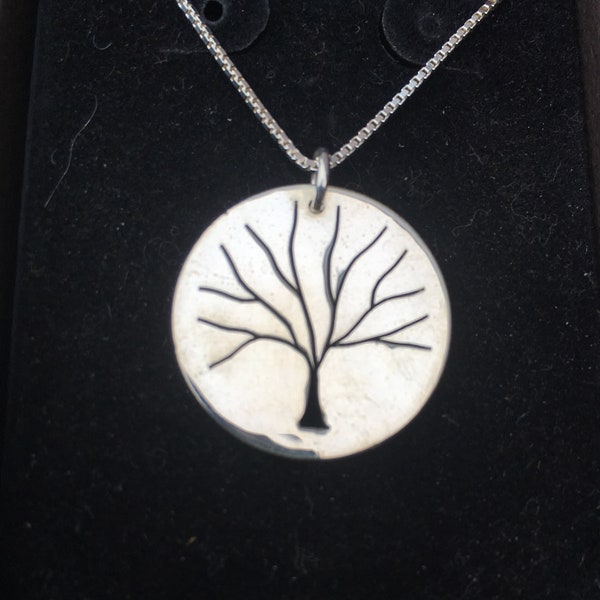 Tree of Life necklace hand pierced original w/sterling silver chain by Mountain man