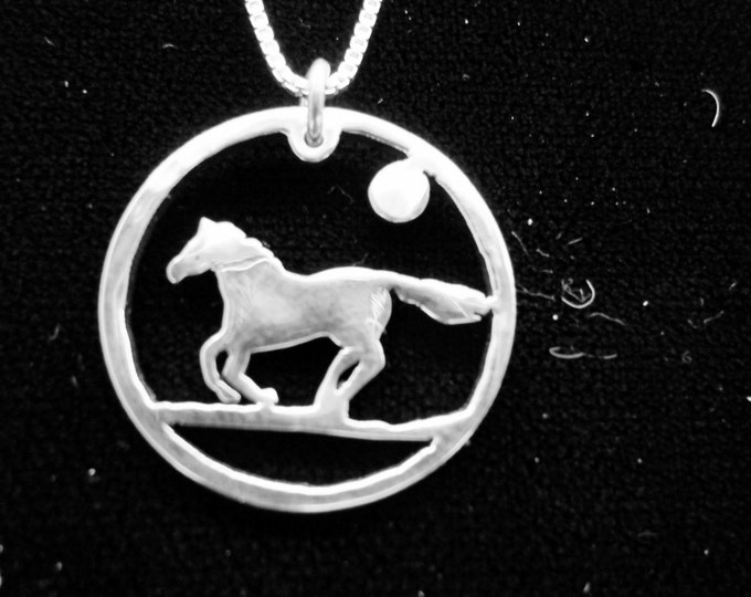 horse from U.S real silver coins by mountainman with   sterling silver box chain