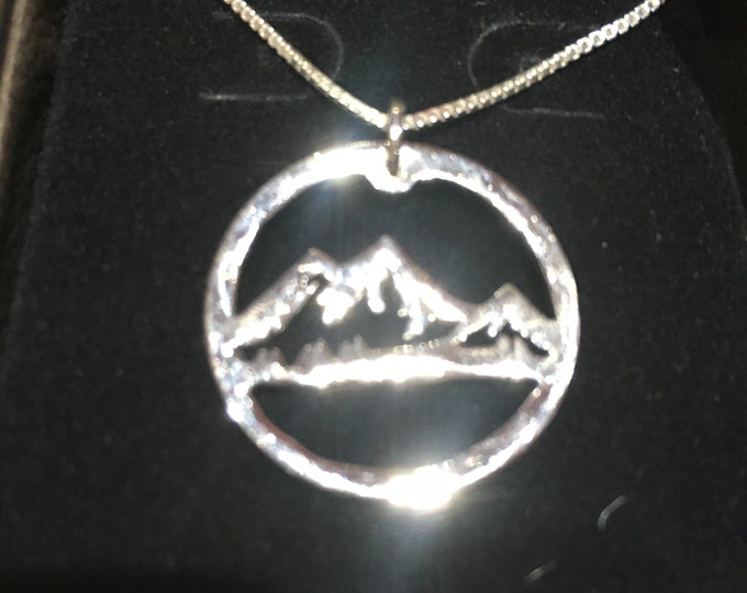 Mountain necklace hand pierced original by mountainman sterling silver chain