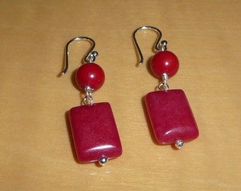 Healing Handmade Earrings w/ Sterling Silver Wires and Genuine Red Agate & Red Coral