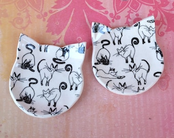 Cat bowl. Black cats ring holder. Coffee spoon rest. Teaspoon rest. Kitty spoon rest. Tea bag rest. Pill holder. Chopstick rest