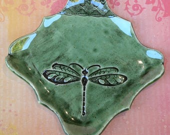 Dragonfly spoon rest. Spatula rest. Soap holder. Jewelry holder. Spoon rest. Ring holder. Trinket dish.  Tea bag rest