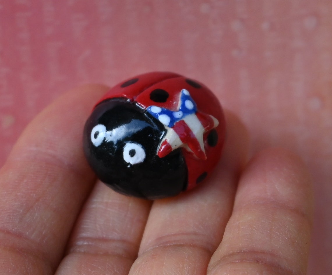 Ladybug figurine. Ceramic Ladybug. Miniature Ladybug Etsy