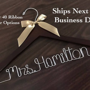 Ships Next Day, Wedding hanger, Priority mail option, wedding photos, bridal, Wedding gift, Bridesmaid gift, name hanger, bridal hanger, image 1