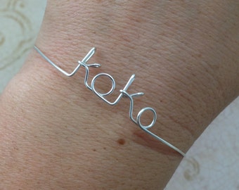 Koko Wire Bangle Bracelet: Personalized Word Jewelry