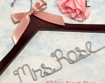 Personalized Bridal Hanger: Silver Wire Wedding Dress Hanger