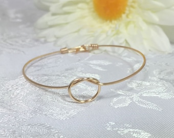 Dainty Knot Bangle Bracelet, Bridesmaid Gift