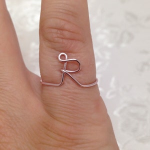 Wire Initial Ring: Personalized Letter R, Adjustable Size - Etsy