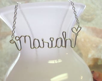 Wire Wrapped Name Necklace: Personalized Jewelry Gift