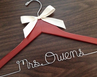 Personalized Wedding Hanger: Wire Name, Bridal Photo Prop
