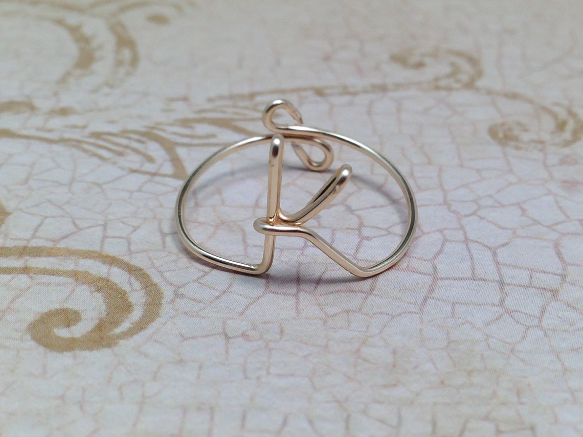 Initial Ring Letter K Ring Personalized Wire Initial Ring Etsy