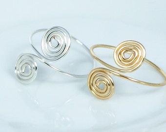 Anillo espiral ajustable: anillo para el dedo del pie envuelto en alambre dorado o plateado