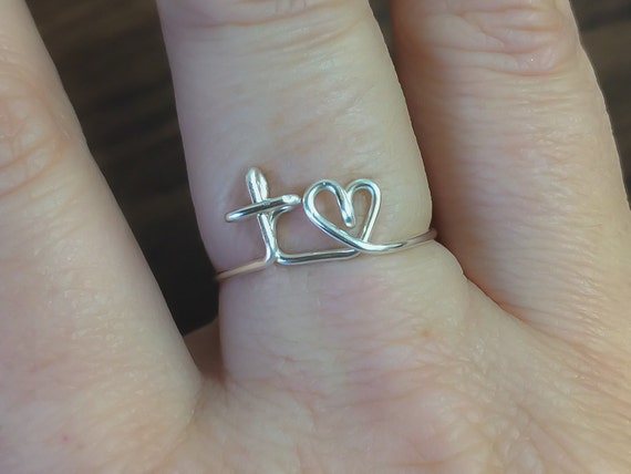 Cross and heart ring discount