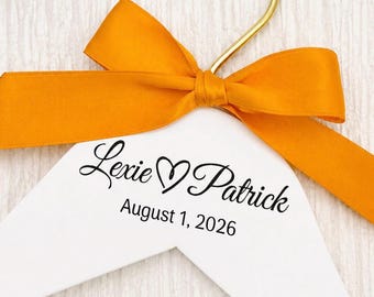 Personalized Engraved Wedding Hanger, Custom Name Date Bridal Gift