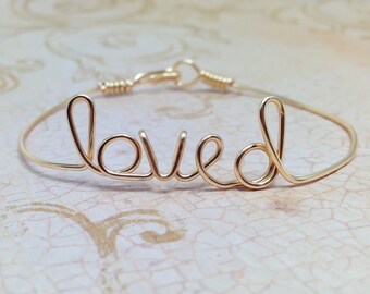 Personalized Wire Name Bangle Bracelet: Custom Word Jewelry