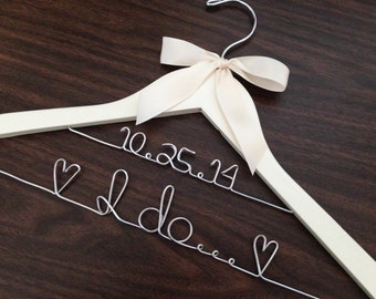 Personalized Wedding Hanger: Double Line Bridal Photo Prop