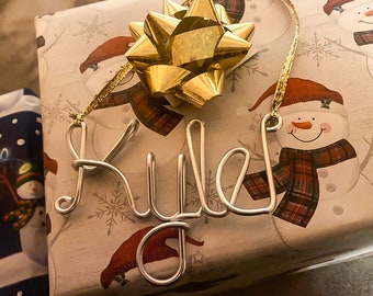 Personalized Wire Name Christmas Ornament, Tag