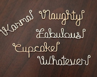 Personalized Wire Word Name Sign: Sterling Silver or Gold Plated