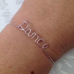 Dance bracelet, Personalized bracelet, wire Dance bracelet, Dance bangle bracelet, bangle, Dance, word bracelet, wire dance bracelet, team