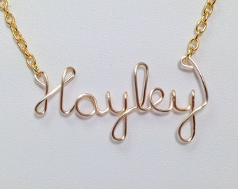 Wire Wrapped Name Necklace: Personalized Jewelry Gift
