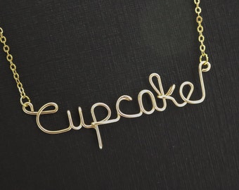 Wire Wrapped Name Necklace: Personalized Sterling Silver Plated Gift