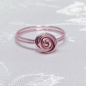 Rose ring, rose knot ring, dainty rose ring, small rose ring, reversible ring, small rose ring, Gold, Silver, Light pink image 1