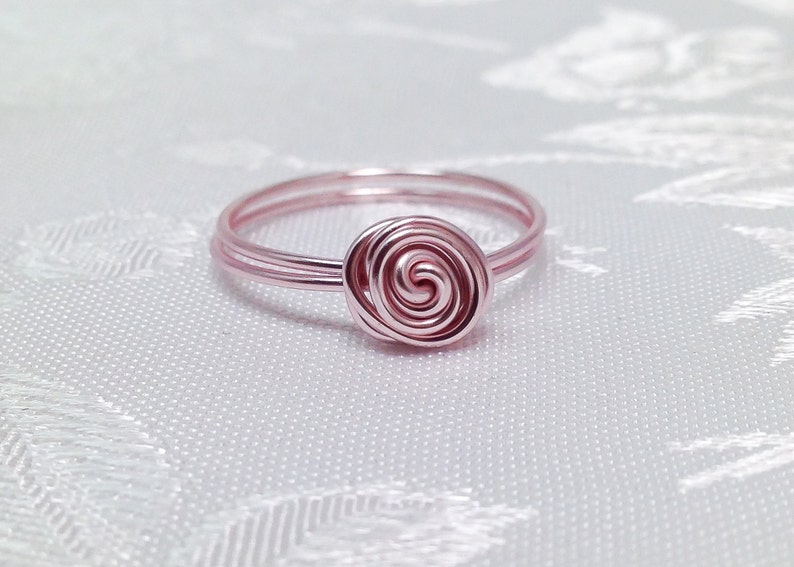 Rose ring, rose knot ring, dainty rose ring, small rose ring, reversible ring, small rose ring, Gold, Silver, Light pink image 1