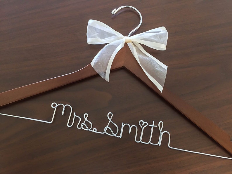 High quality hanger, personalized, wedding photos, hanger with sheer ribbon, name hanger, bridal hanger, bridesmaid hanger, hanger, bride image 2