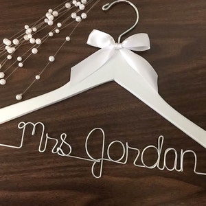Bridal Hanger, Wedding Hanger, Mrs Hanger, wedding photos, bridal, Wire hanger with ribbon, name hanger, bridal hanger, Wedding Gifts