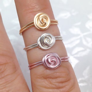 Rose ring, rose knot ring, dainty rose ring, small rose ring, reversible ring, small rose ring, Gold, Silver, Light pink image 4