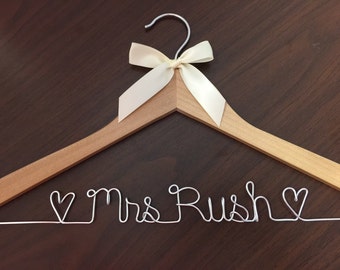 Personalized Wedding Hanger: Wire Name, Bridal Photo Prop