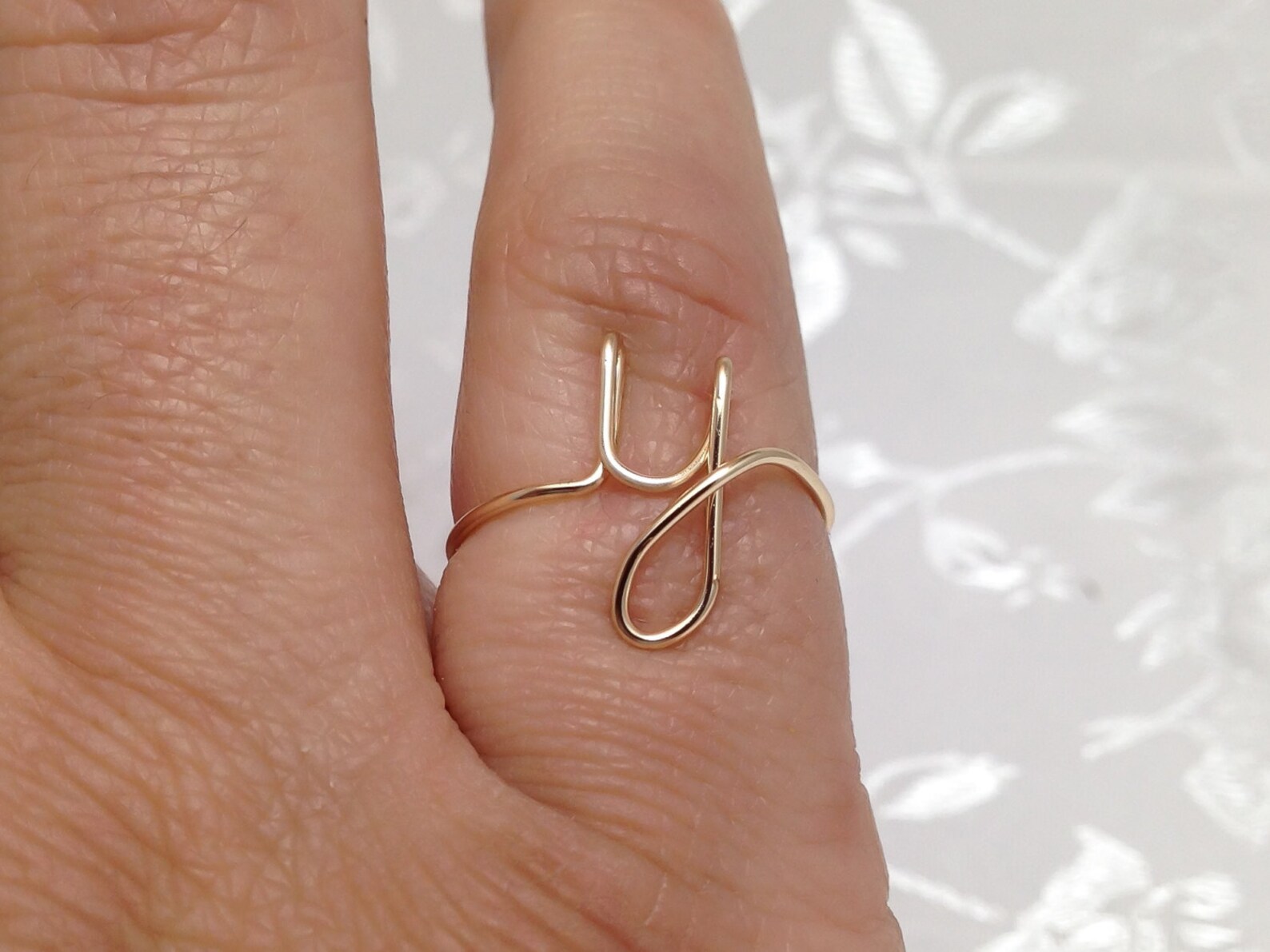 Wire Initial Ring: Personalized Letter Y Ring, Adjustable - Etsy