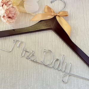 Personalized Wedding Dress Hanger: Silver Wire, Custom Bridal Gift