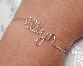 Name bracelet, Personalized bracelet, wire name bracelet, personalized bangle bracelet, name bangle bracelet, bangle, name, word bracelet