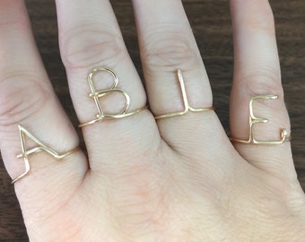 Wire Initial Ring: Adjustable Letter Ring