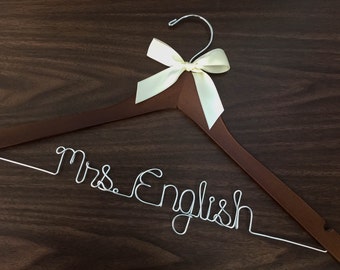 Ships in 1-3 days, Wedding hanger, Priority mail option, wedding photos, bridal, Wire hanger with ribbon, name hanger, bridal hanger,